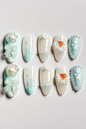 Blue Pearl Ocean Press on Nails