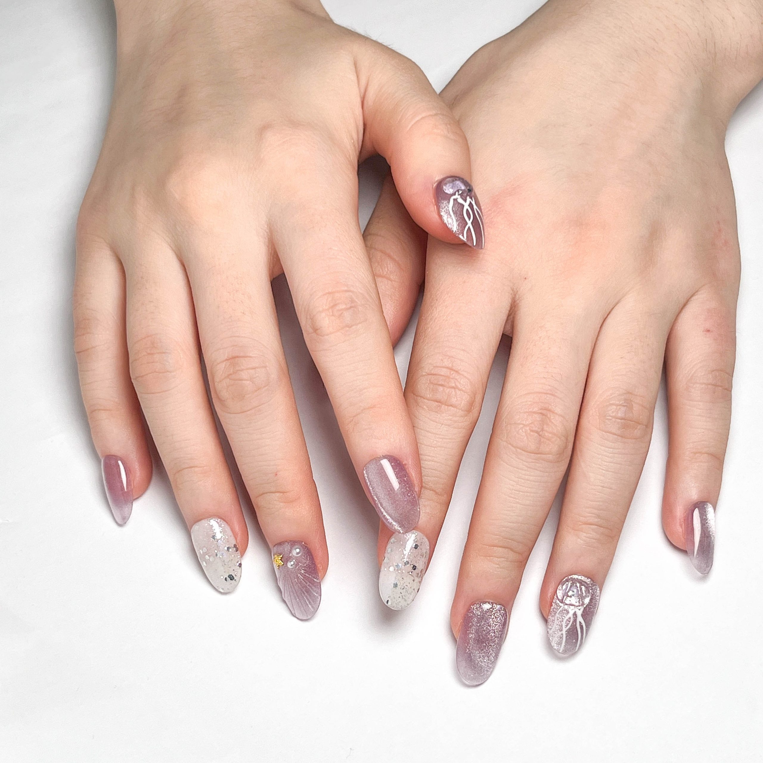 Misty Purple Shell Press on Nails - Image 9