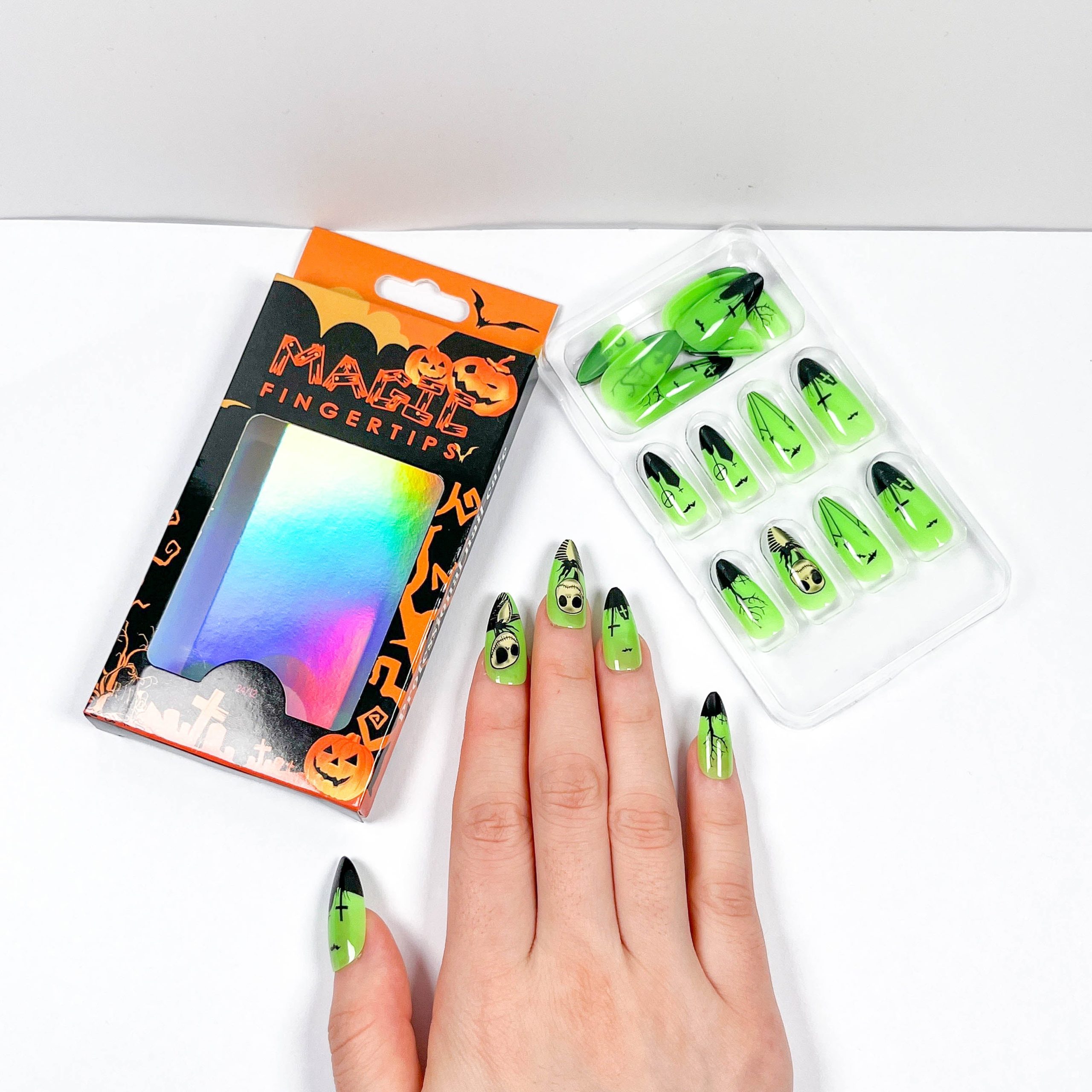 Horror Green Halloween Press-on Nails - Image 3