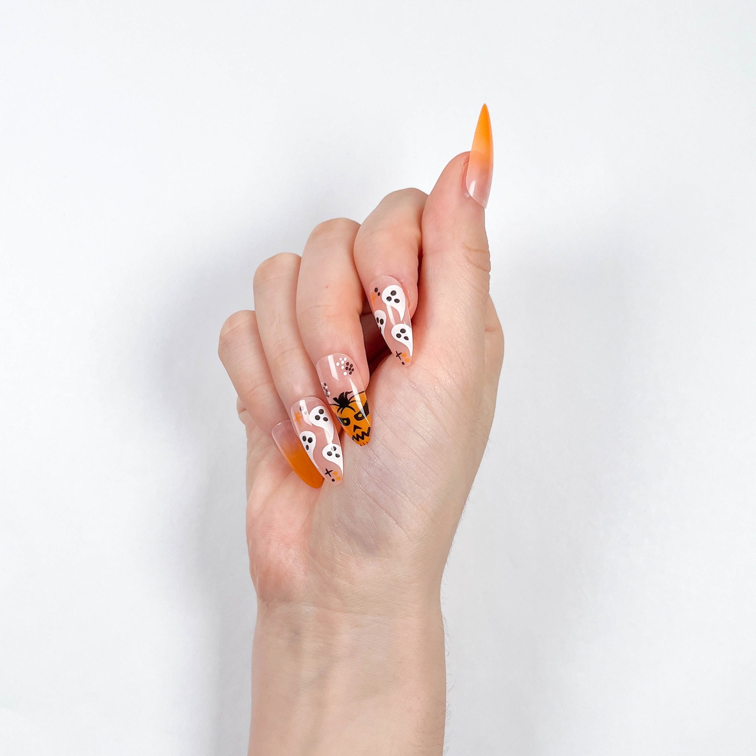 Pumpkin Ghost Press-on Nails - Image 4