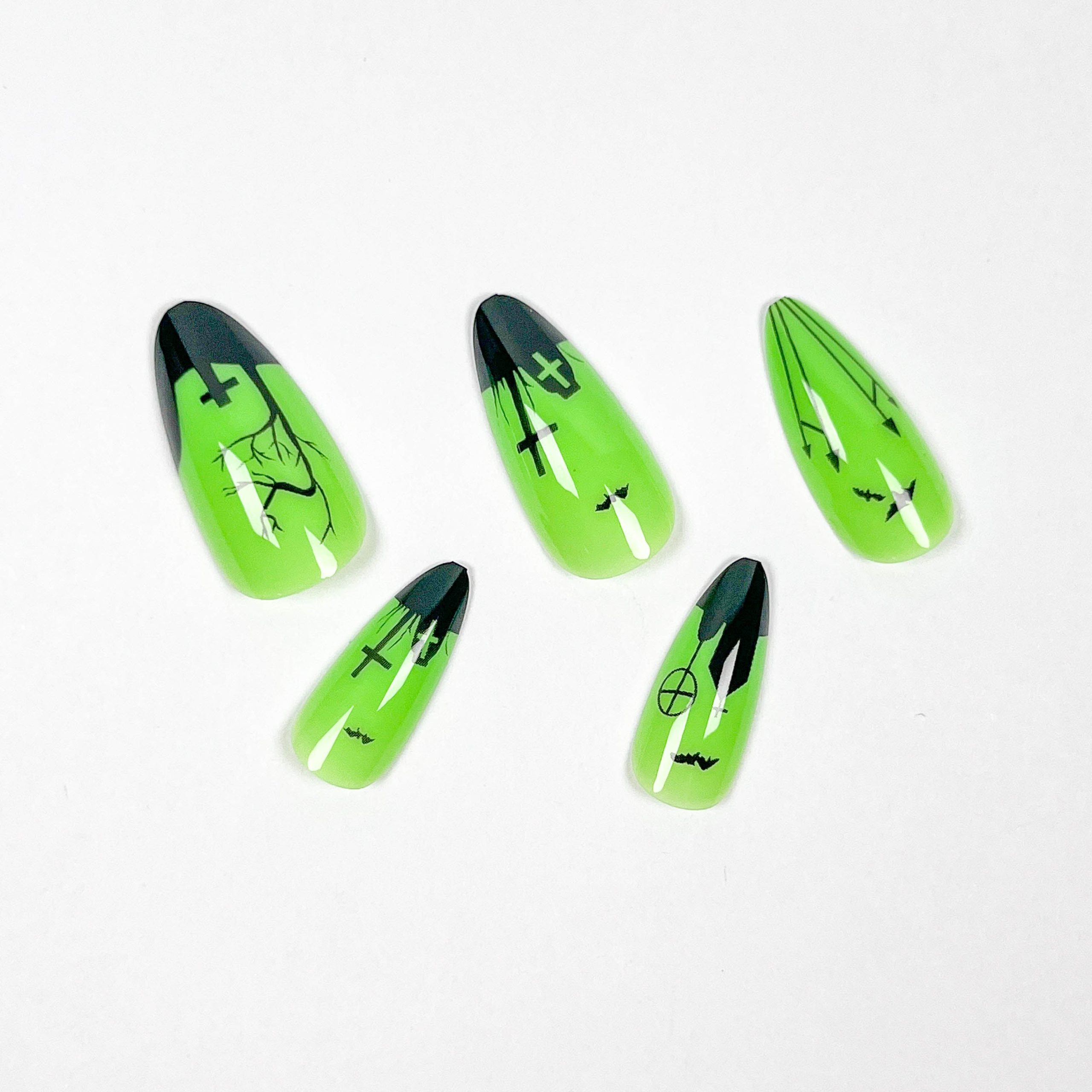 Horror Green Halloween Press-on Nails