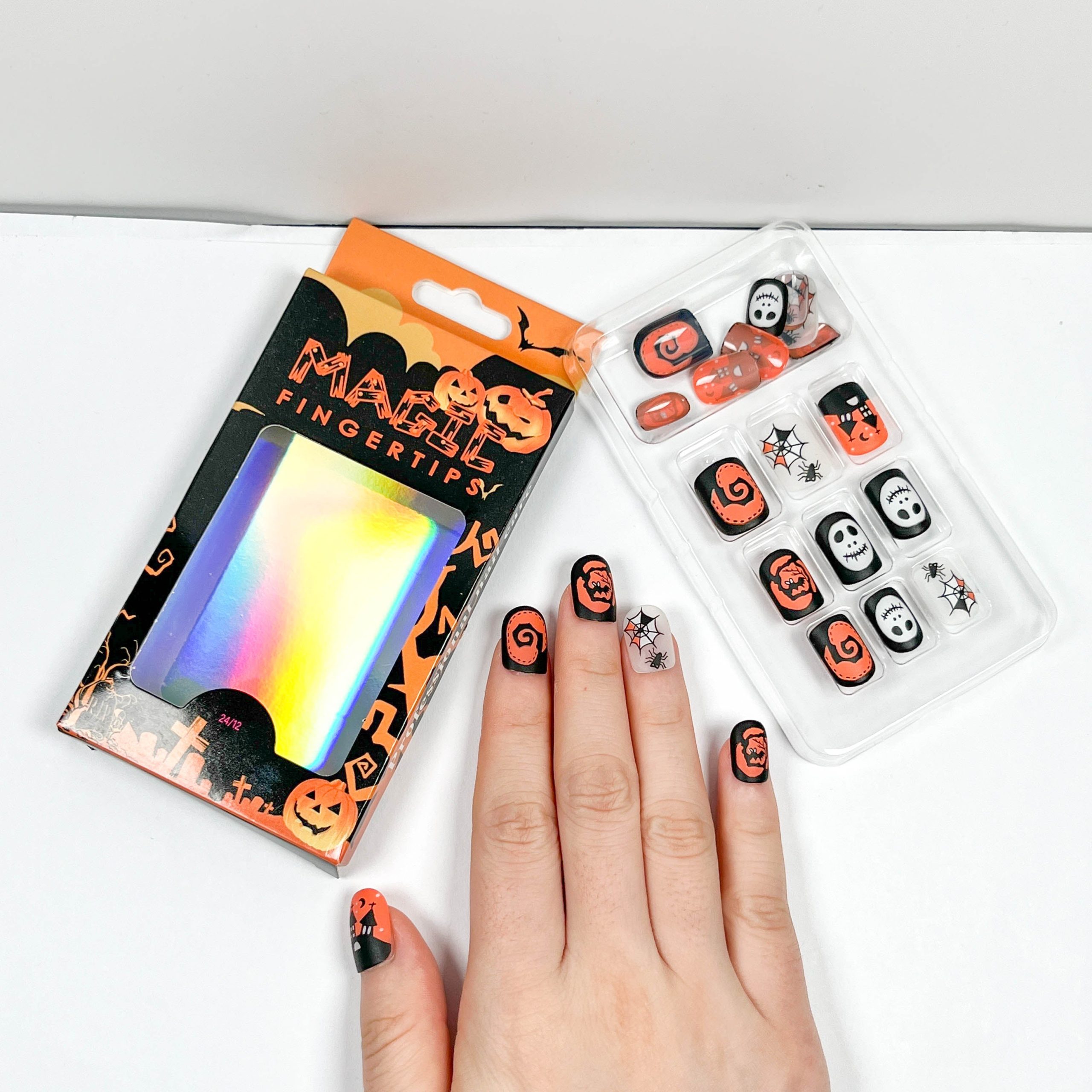 Orange Haunted House Press-on Nails - Image 3