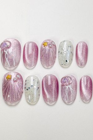 Misty Purple Shell Press on Nails