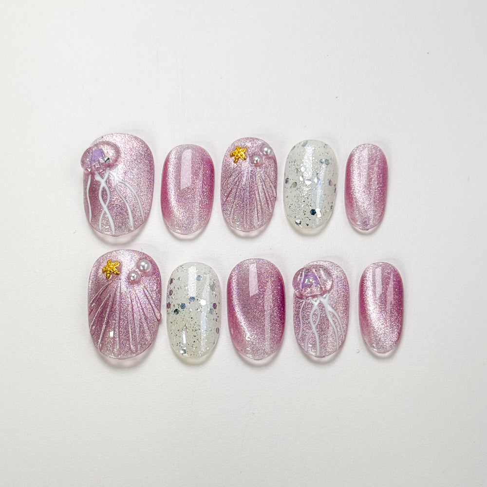 Misty Purple Shell Press on Nails