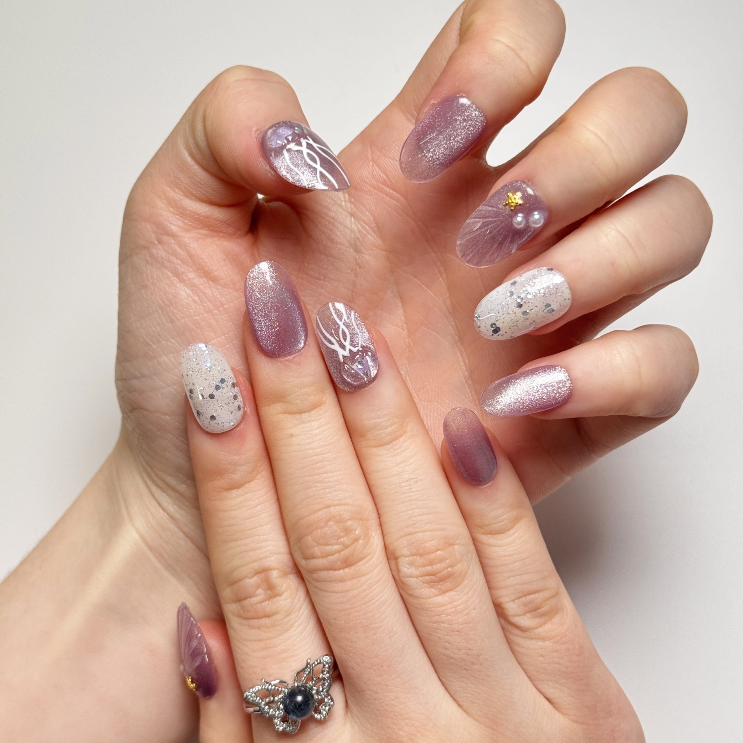 Misty Purple Shell Press on Nails - Image 4
