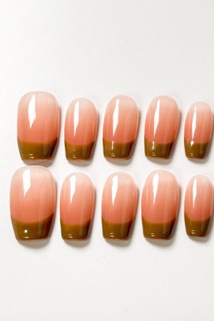 Brown French Tip Press on Nails