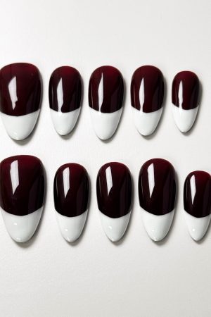 Burgundy French Press on Nails