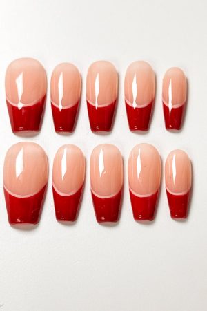 Red Edge French Press on Nails