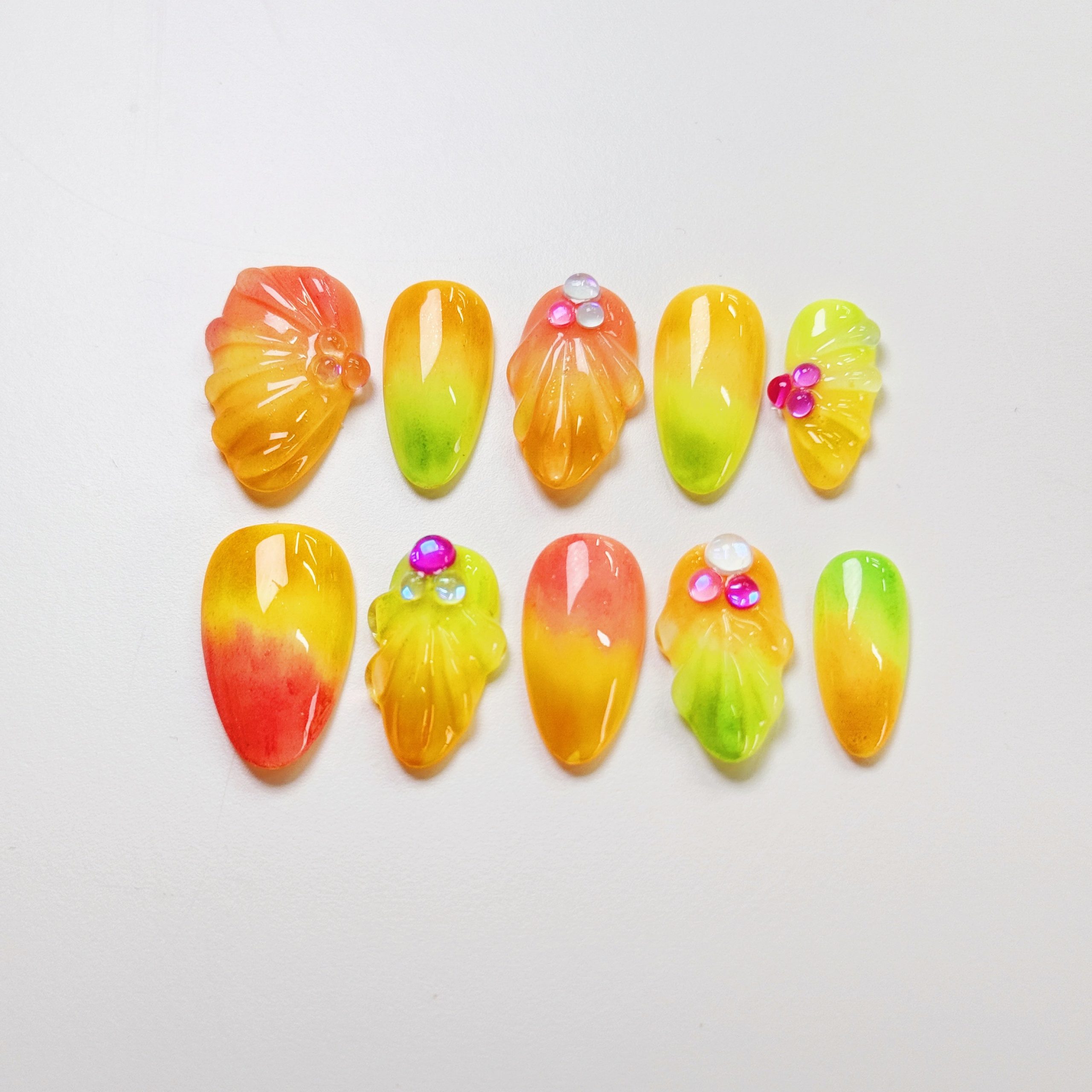 Tropical Fruits Press on Nails