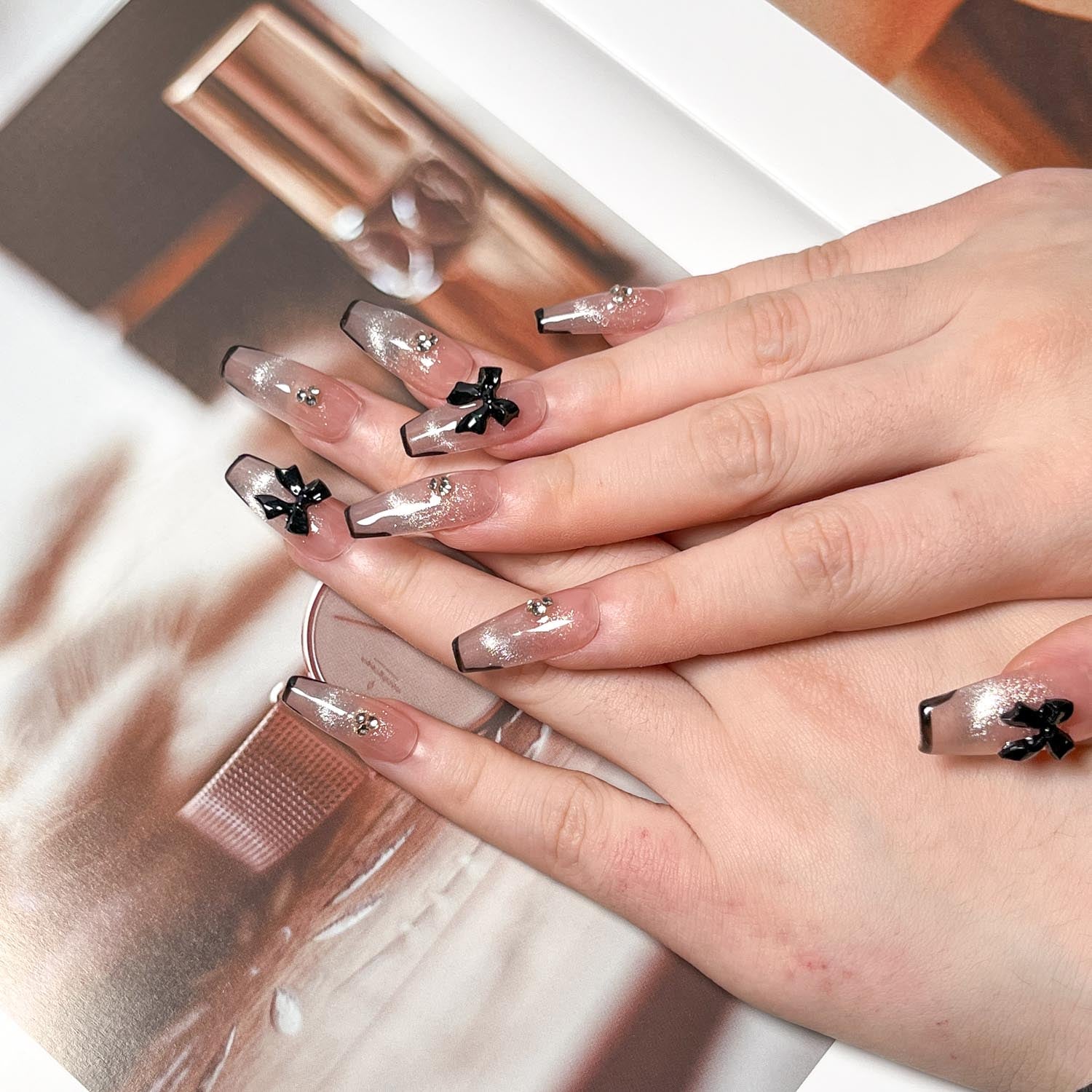 Sweet Black Bow Press on Nails - Image 4