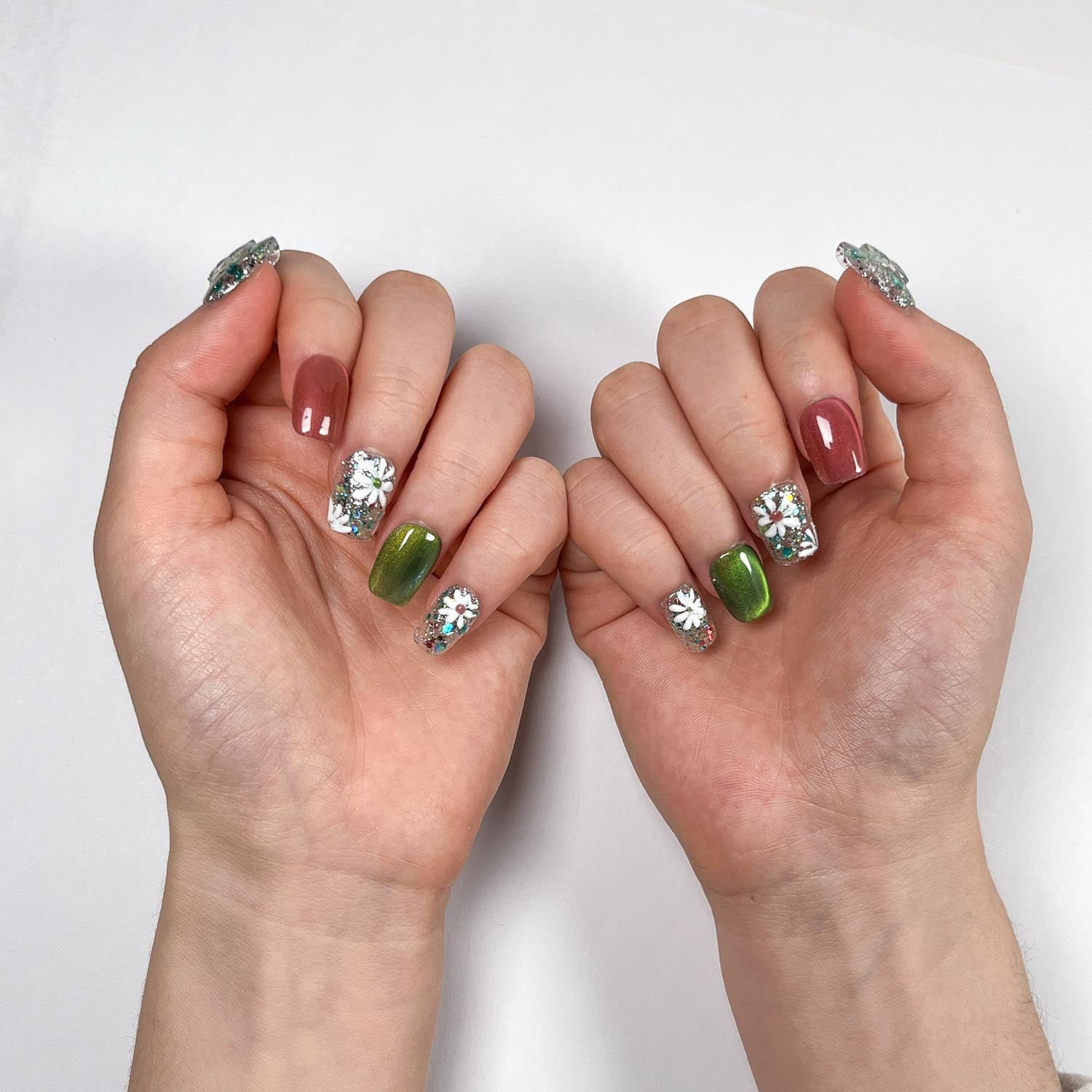 Colorful Flower Candy Press on Nails - Image 2