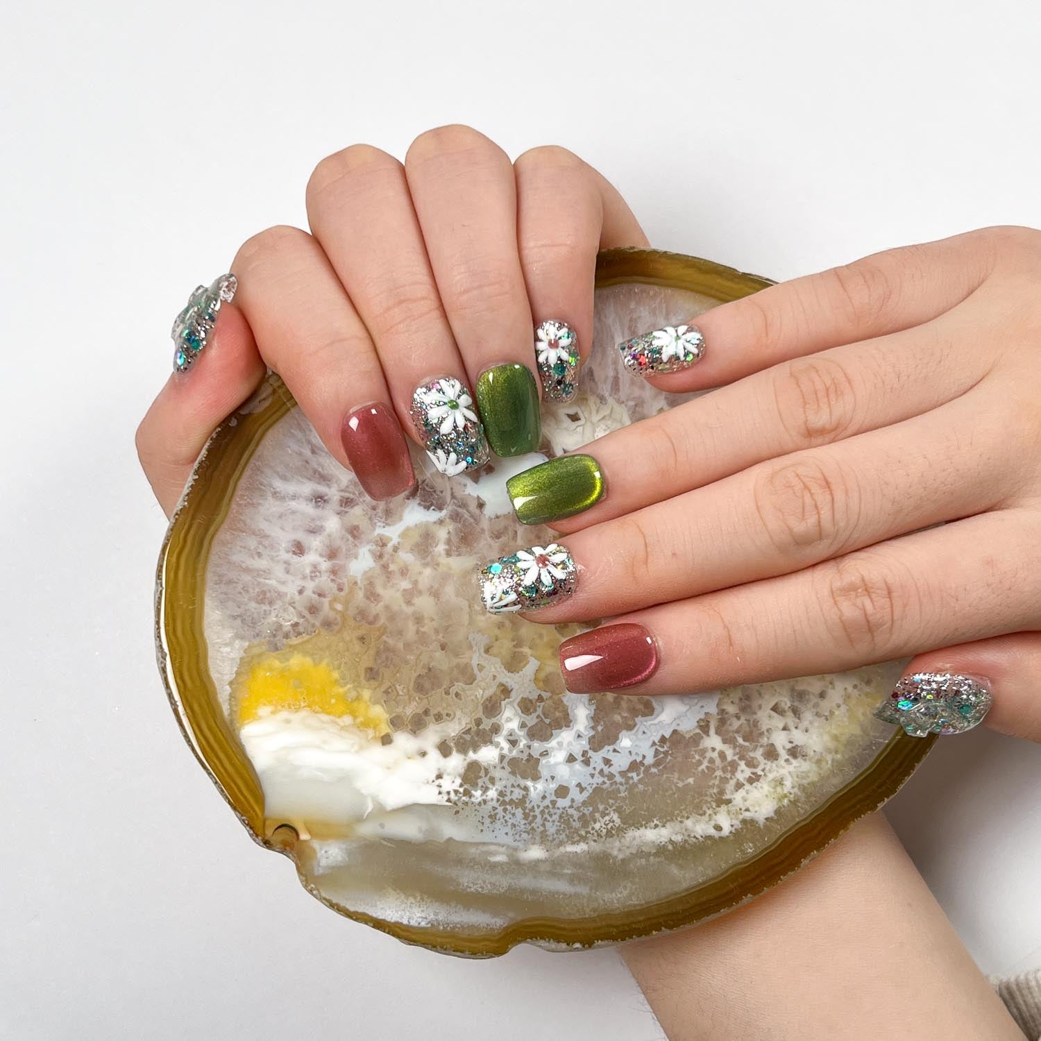 Colorful Flower Candy Press on Nails - Image 4