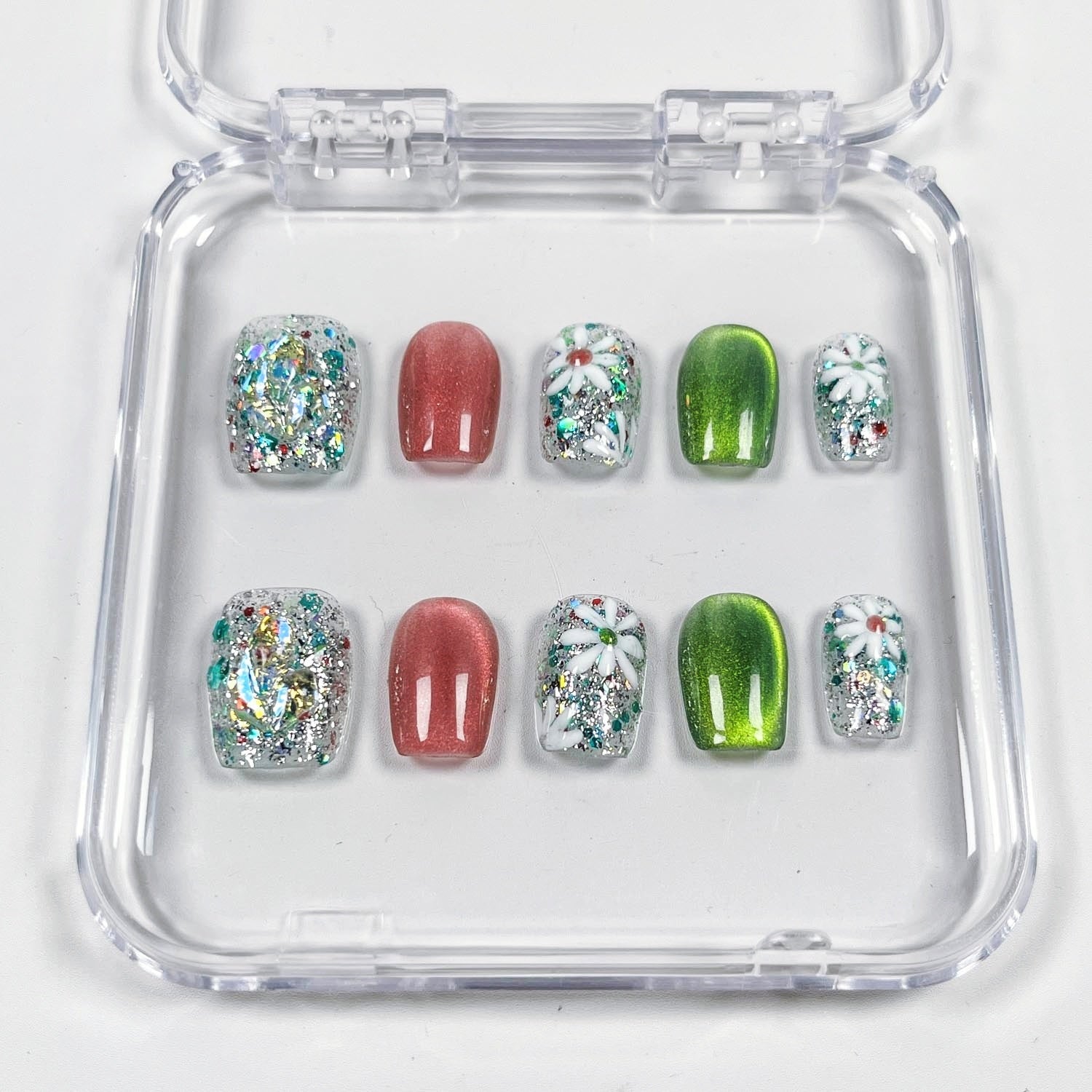 Colorful Flower Candy Press on Nails
