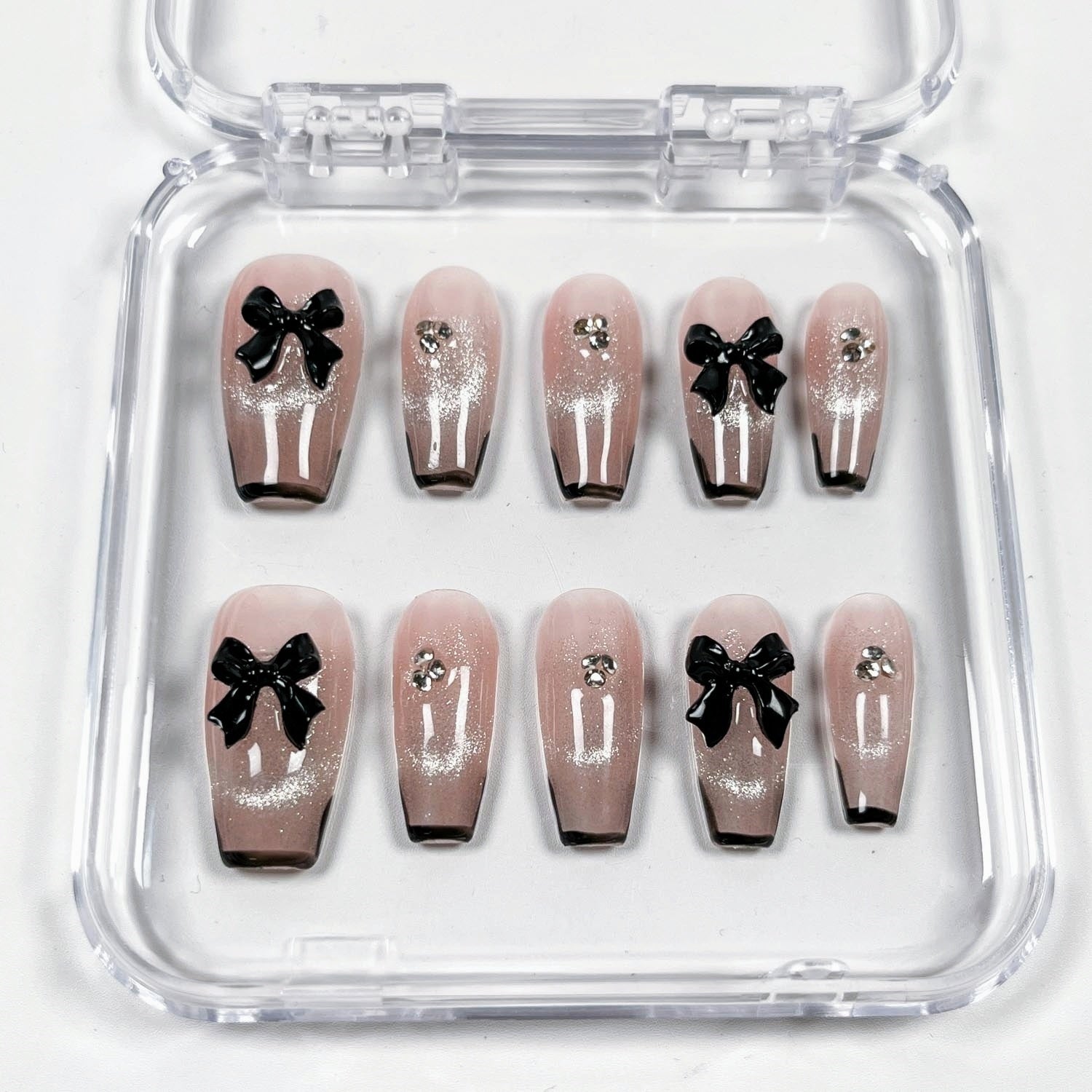 Sweet Black Bow Press on Nails - Image 3
