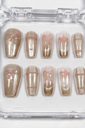Mocha Bow Press on Nails