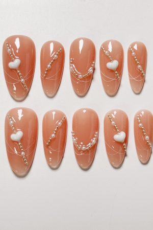 Clouds Heart Press on Nails