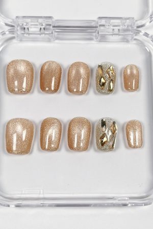 Golden Sunshine Press on Nails