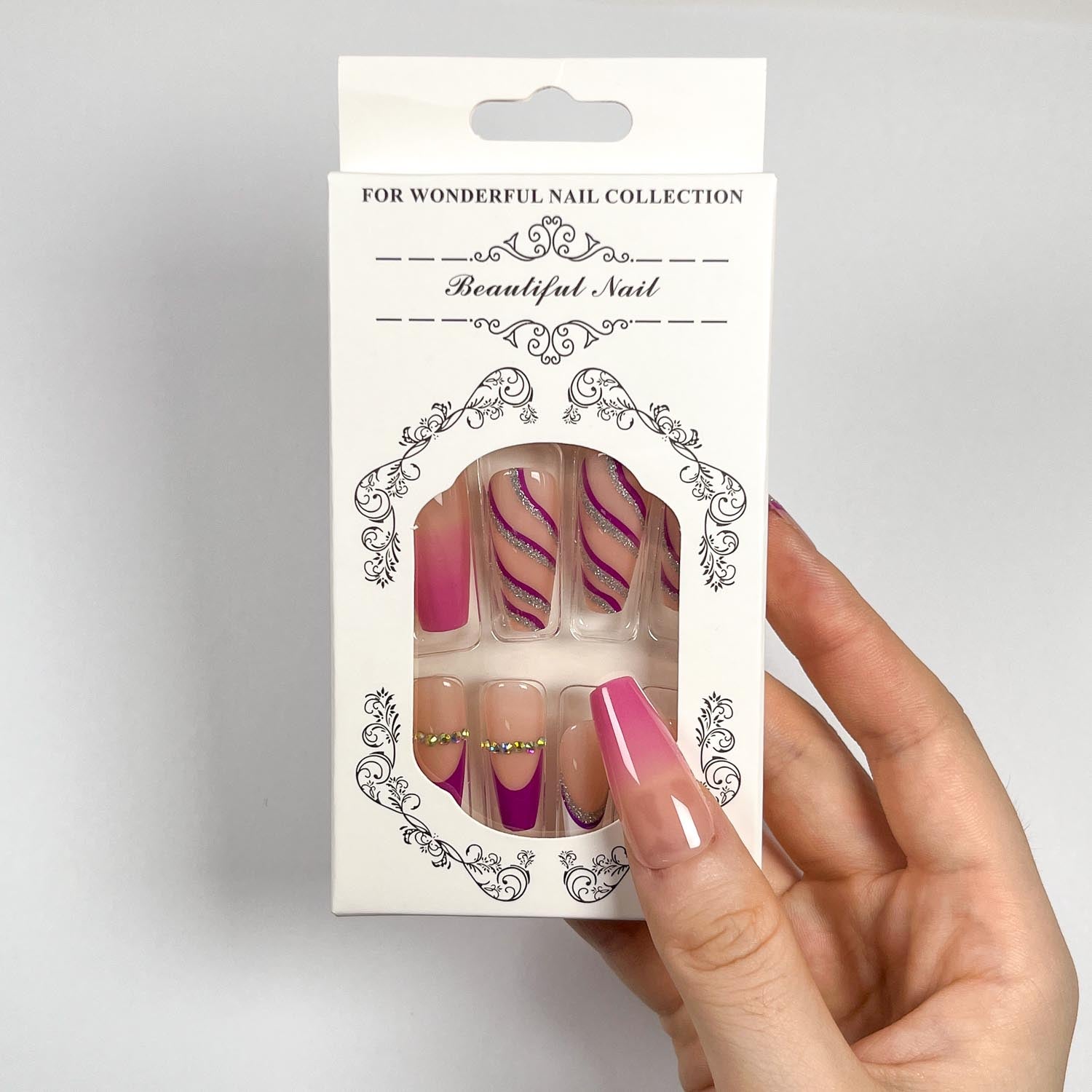 Purple Stripes Press-On Nails - Image 5