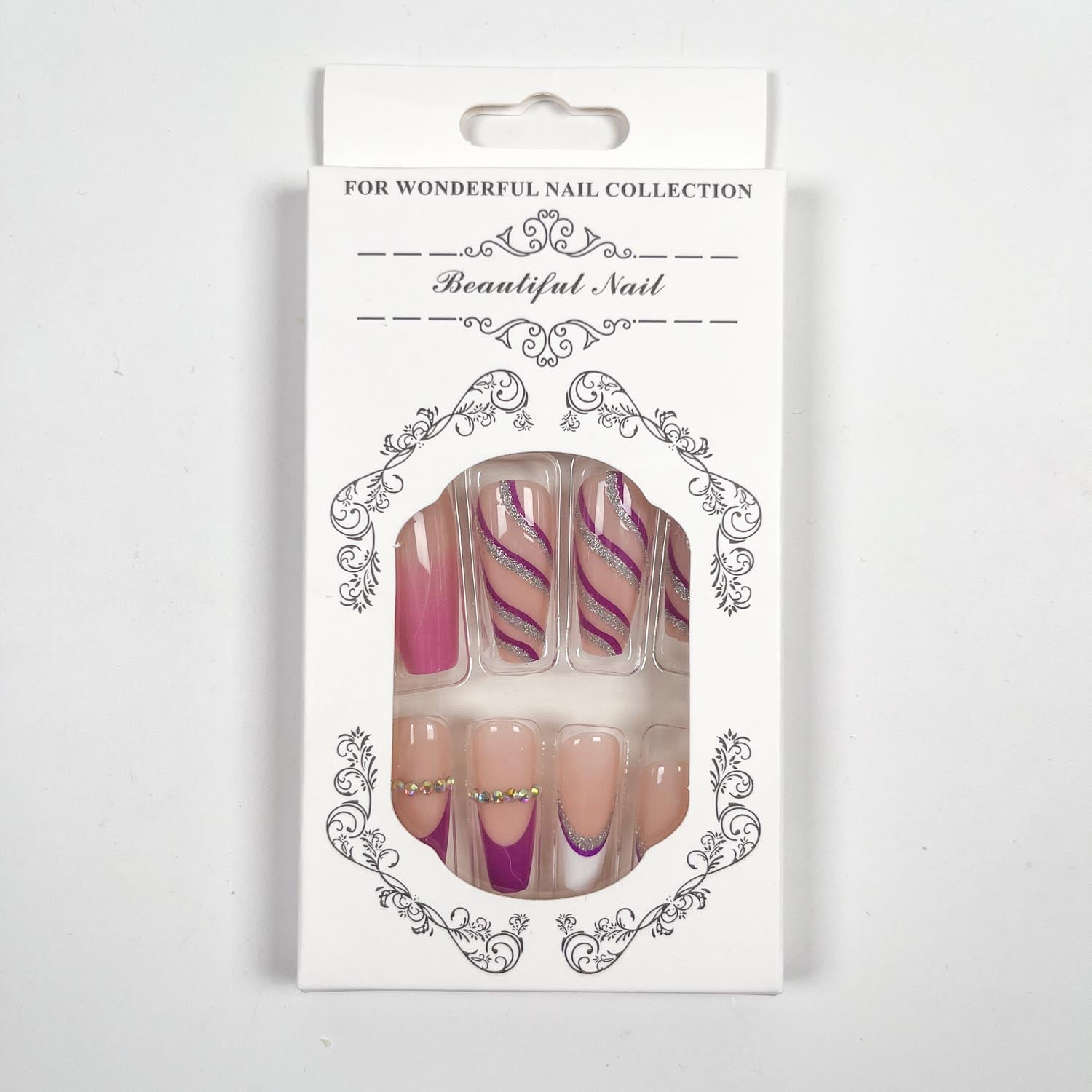 Purple Stripes Press-On Nails - Image 2