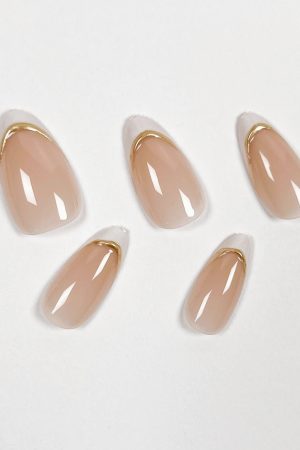 Gold Tips French Press on Nails