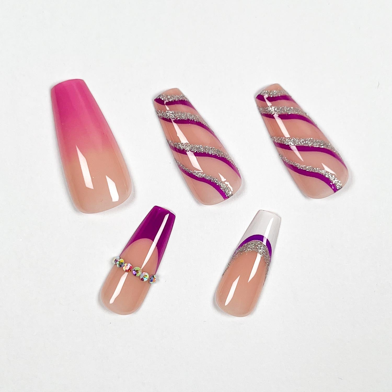 Purple Stripes Press-On Nails