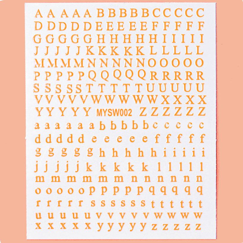 Wholesale 12-color Letter Fluorescent DIY Nail Decal Stickers - Image 12
