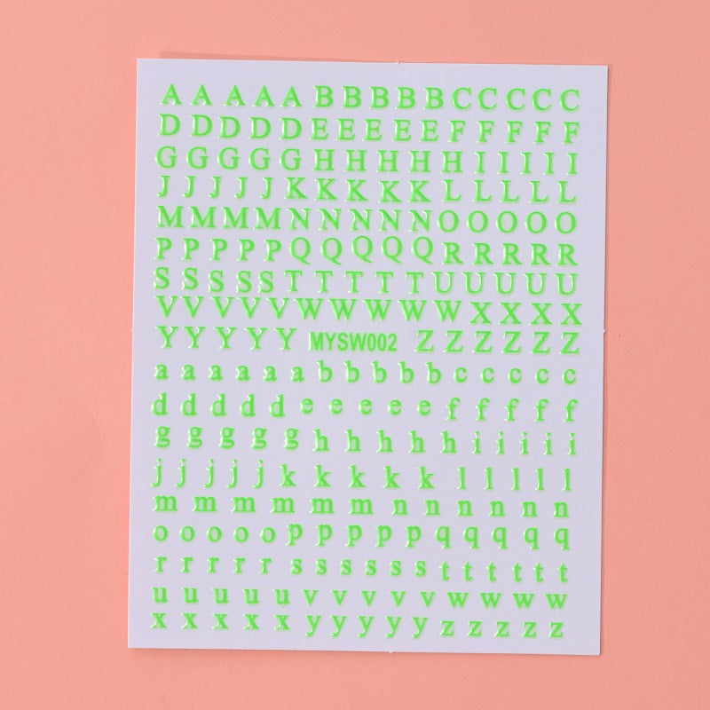 Wholesale 12-color Letter Fluorescent DIY Nail Decal Stickers - Image 14