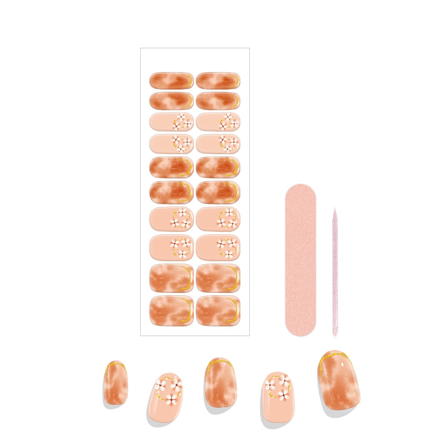 Pink Flowers UV Nail Wraps