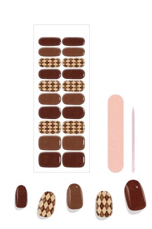 Warm Brown Plaid 20 Tips Nail Wraps