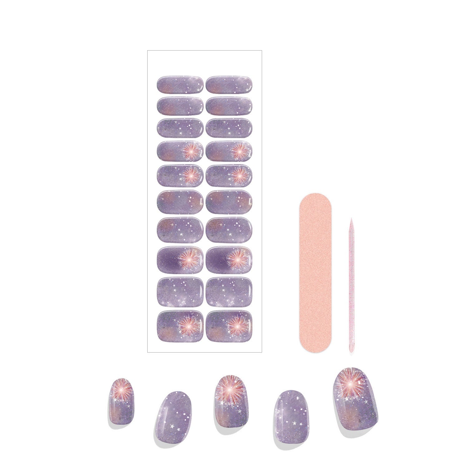 Purple Fireworks 20 Tips UV Nail Wraps