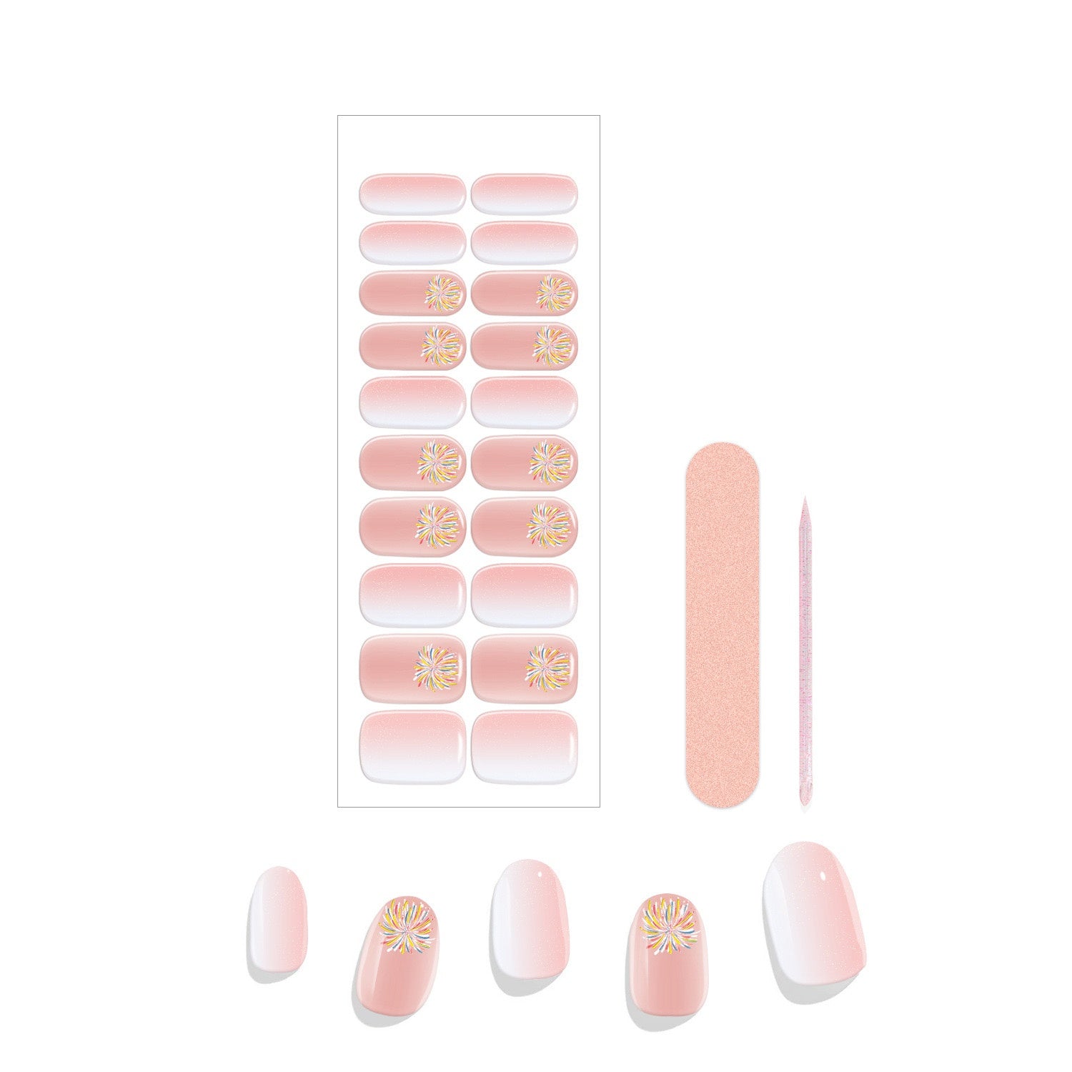 Pink Fireworks 20 Tips UV Nail Wraps - Image 2