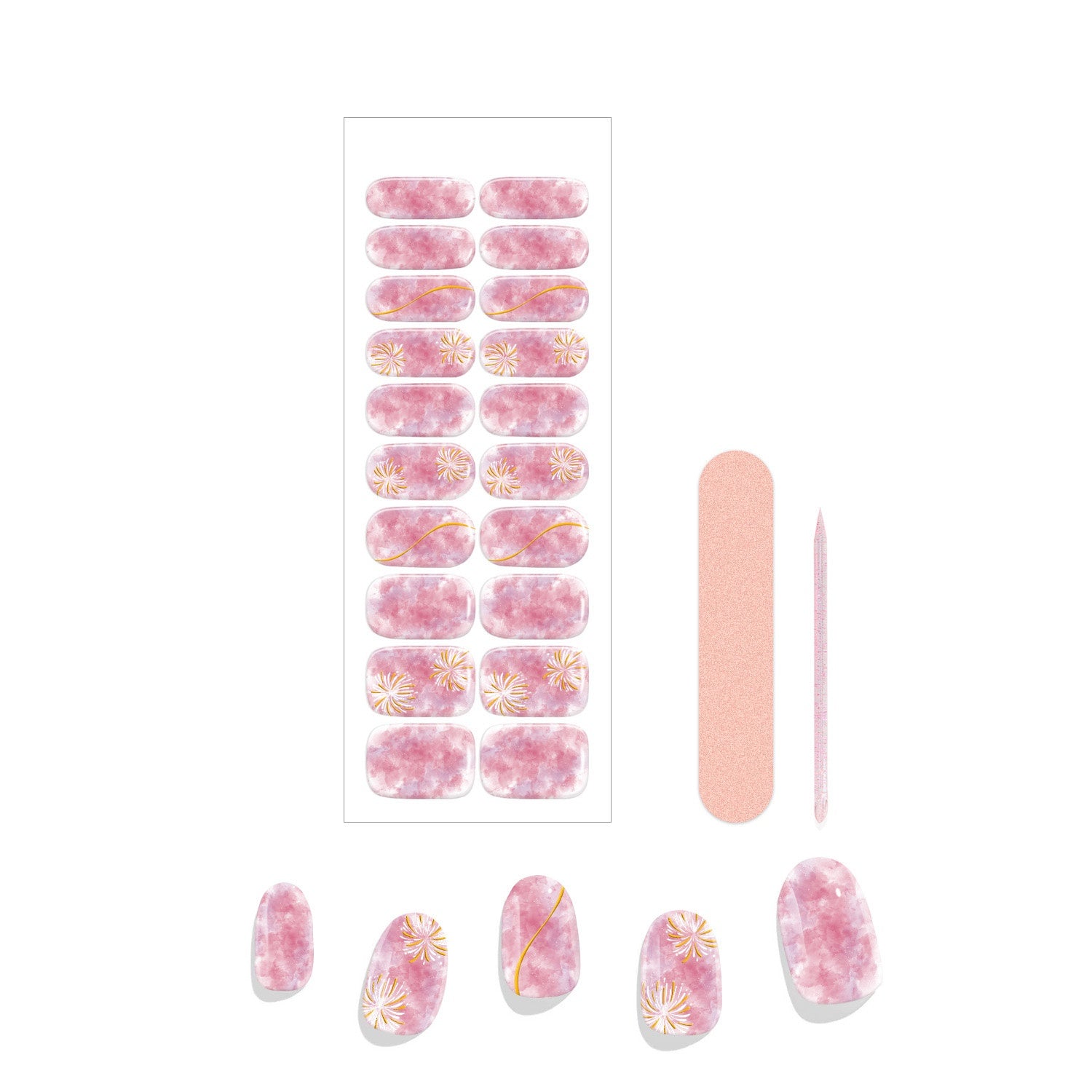 Pink Fireworks 20 Tips UV Nail Wraps - Image 3