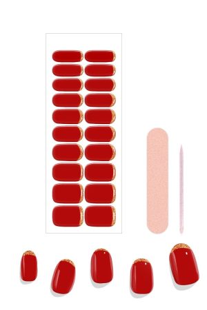 Gold Tips Red French Nail Wraps