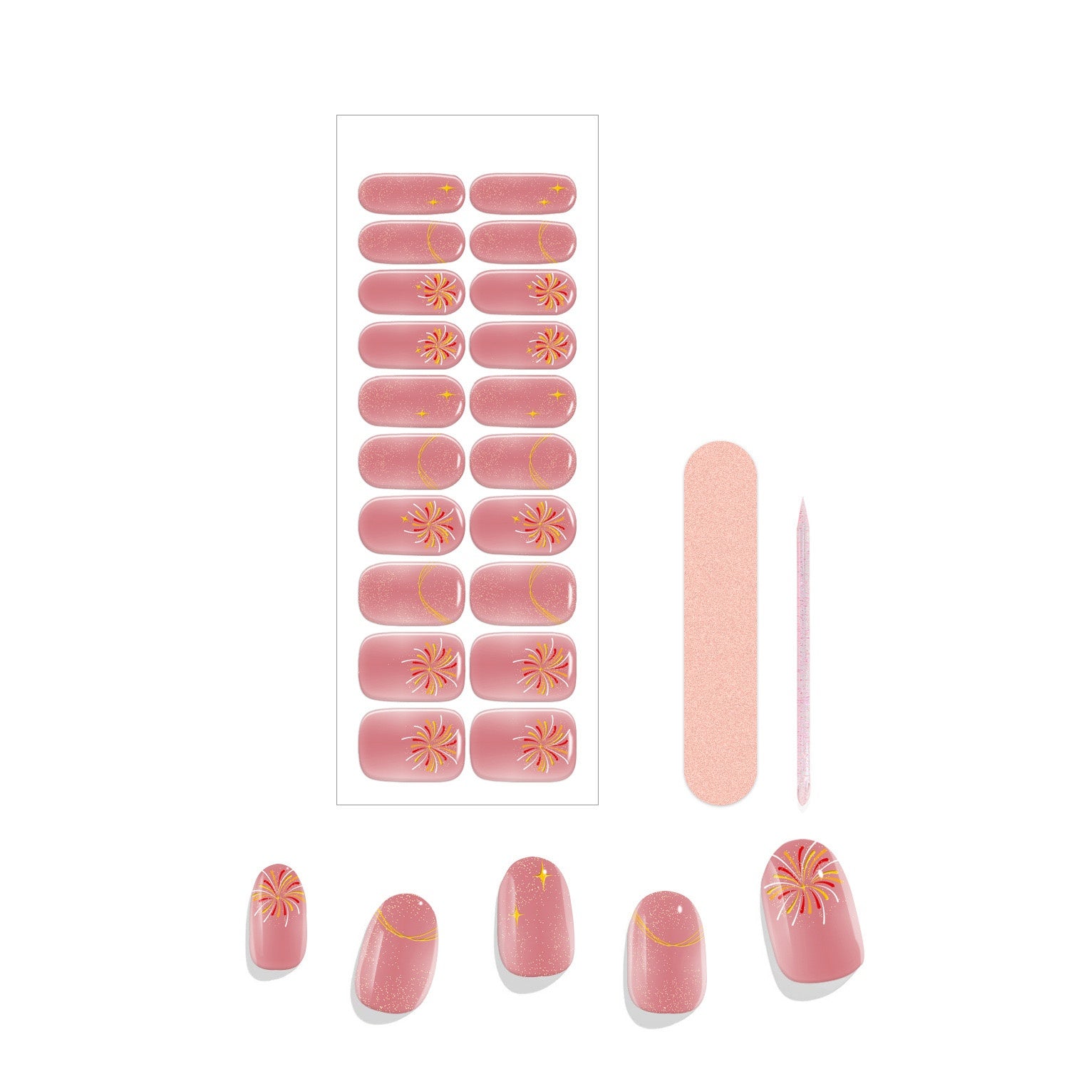 Pink Fireworks 20 Tips UV Nail Wraps - Image 4